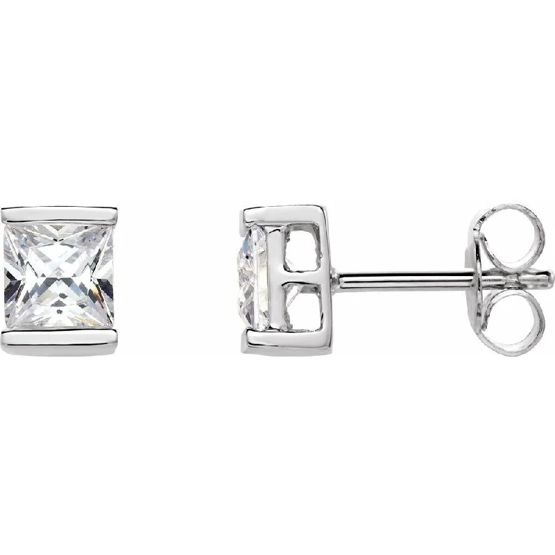 Hoop earrings with infinity loop designs for a continuous and eternal shape-Sterling Silver 5x5 mm Square Cubic Zirconia Stud Earring for Women