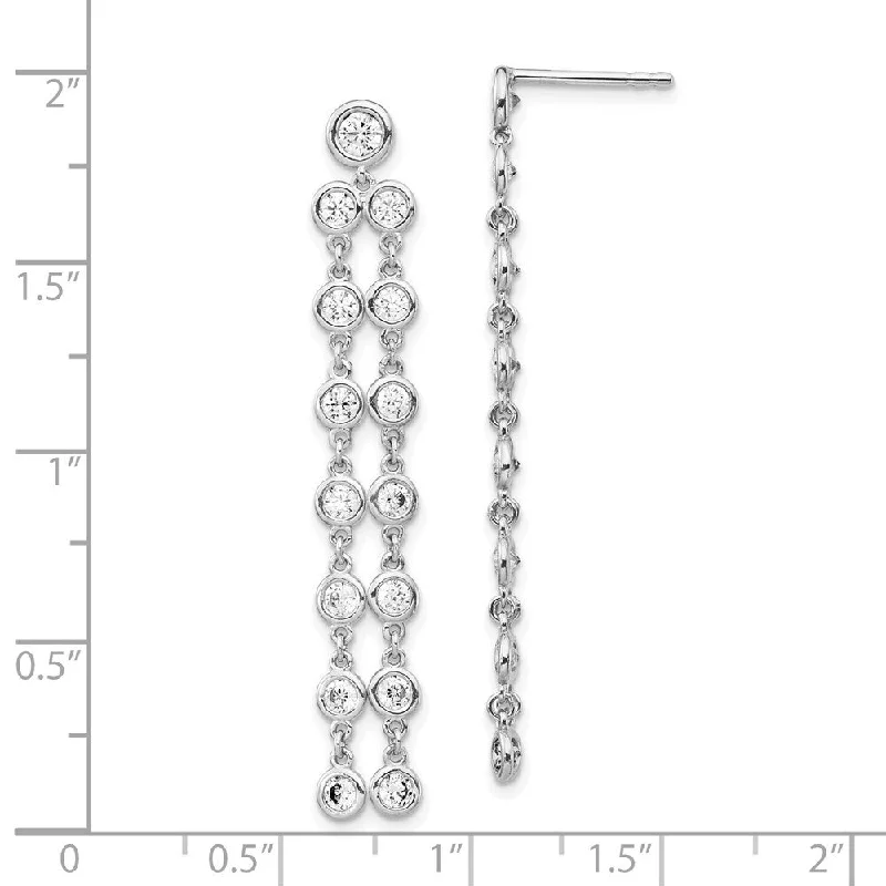 Hoop earrings with multi-tone finishes for a colorful and layered effect-Sterling Silver Cubic Zirconia Circle Dangle Earrings (L-46 mm, W-6.9 mm)