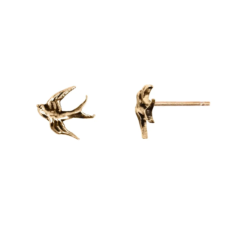 Best hoop earrings with baroque pearls for a luxurious and elegant vibe-Swallow 14K Gold Stud