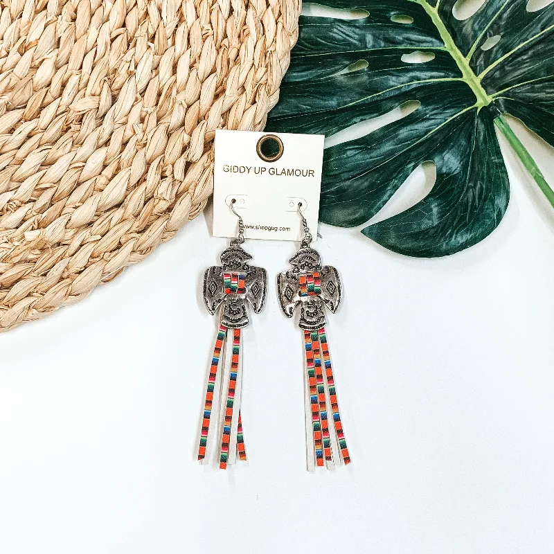 Hoop earrings with intricate designs for a unique and artistic appearance-Thunderbird Tassel Earrings in Serape