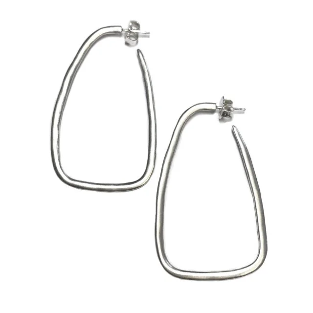 Hoop earrings with twisted metal designs for a dynamic and modern style-Trapezoid Hoop