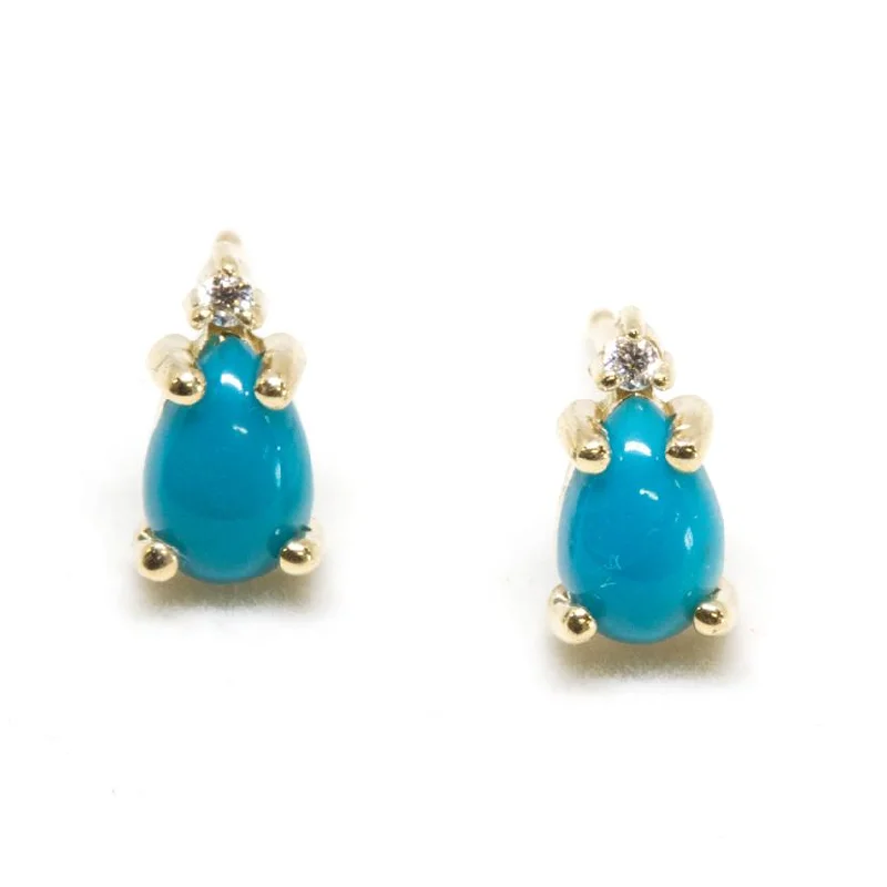 Hoop earrings with gold accents for a warm, elegant statement piece-Turquoise & Diamond Studs