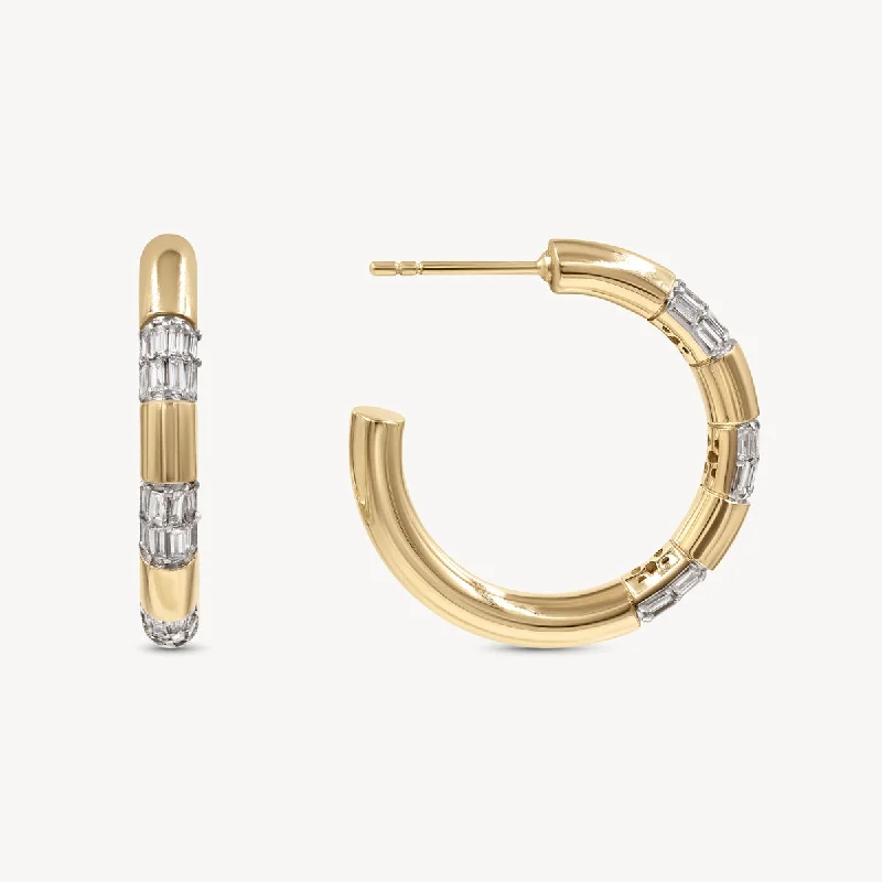 Best hoop earrings with snake chain details for a sleek and modern touch-Tusk Baguette Hoops