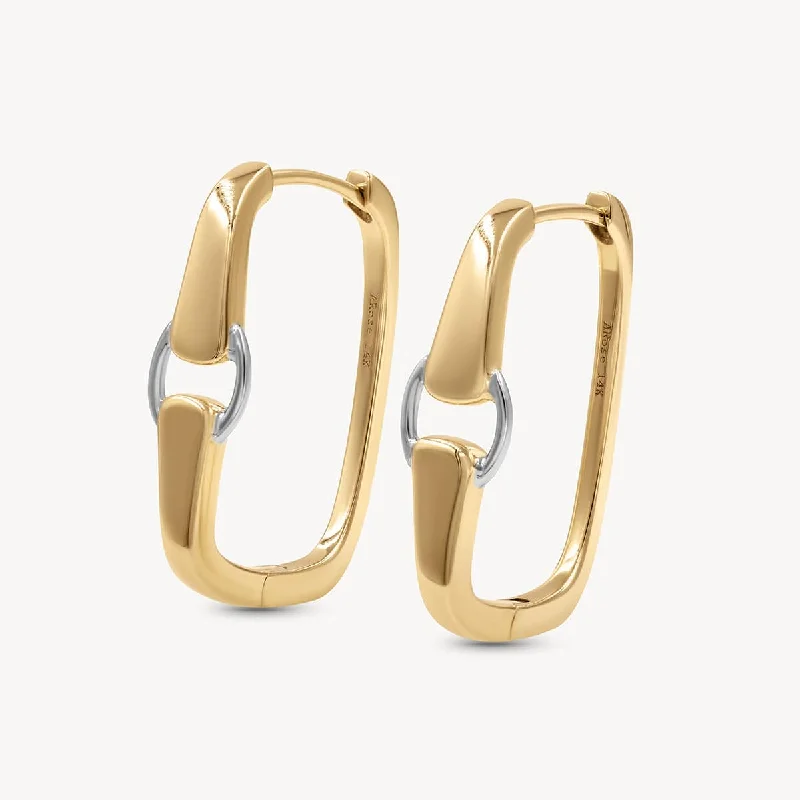 Small hoop earrings for a delicate and understated everyday wear-Two-Toned Buckle Earrings