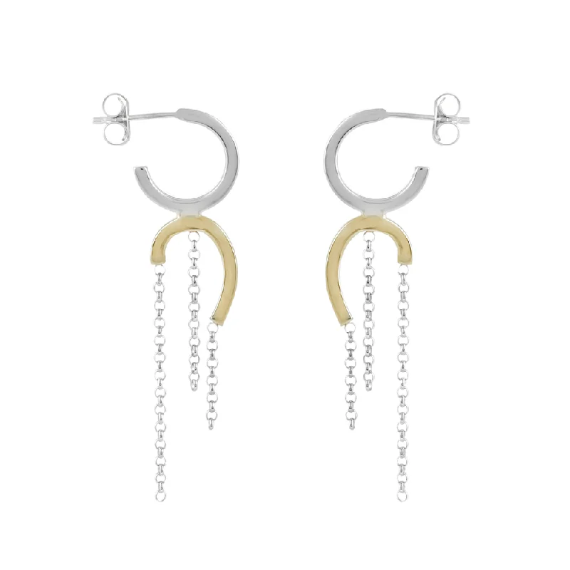 Best hoop earrings with satin ribbons for a soft, feminine appearance-UDA Two Tone Gold Earrings