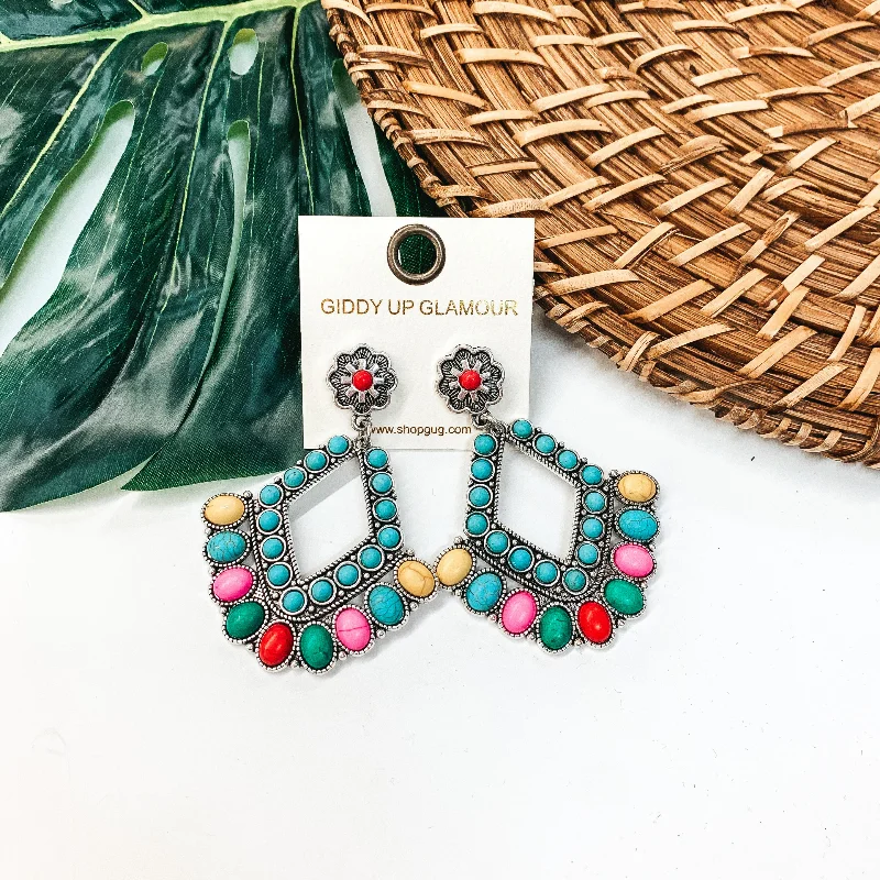 Hoop earrings with luxe velvet finishes for a rich and luxurious touch-Western Chandelier Earrings in Multi