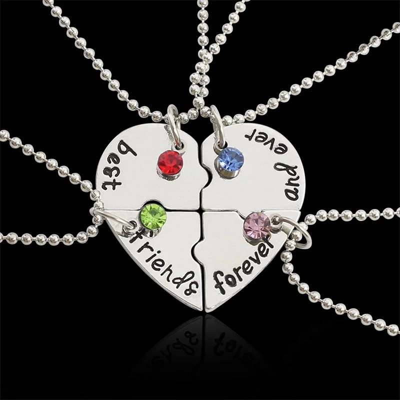 Necklaces and pendants with personalized charms for a custom piece of jewelry-Best Friend 4 Piece Set Necklace Bff Necklace Female Love Friendship