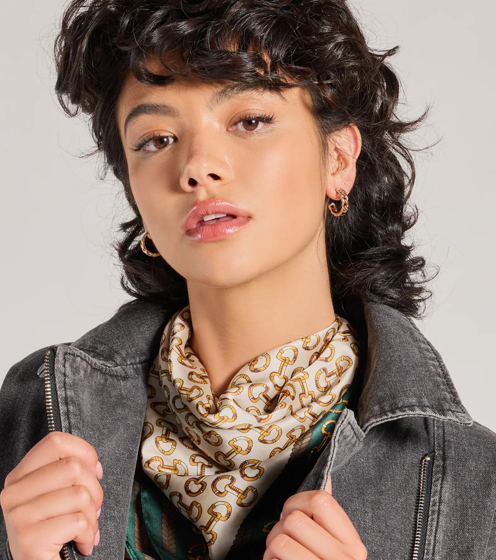 Unique necklaces and pendants with gemstones for a colorful and vibrant statement-Looking Luxe Chain-Print Satin Scarf