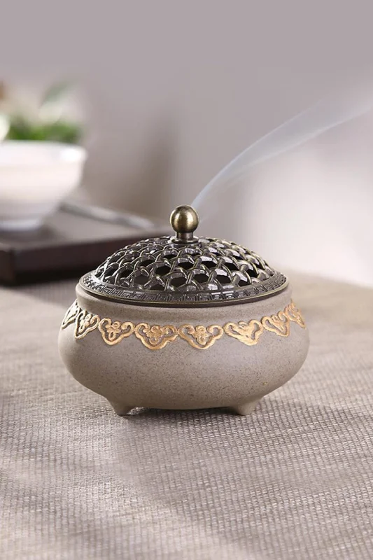 Unique necklaces and pendants with artistic shapes for a creative, one-of-a-kind design-Oriental Ceramic Incense Burner Ash Catcher Bowl Incense Holder CGF0170 (Set of 1 pcs)