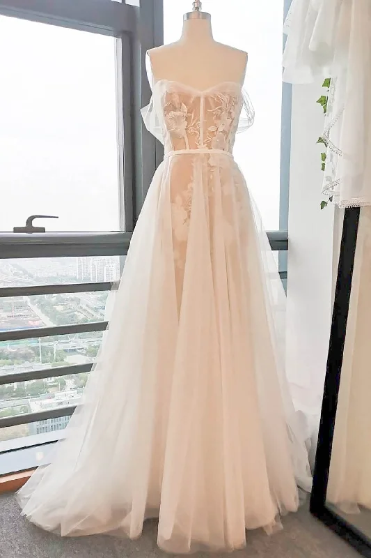 Stunning necklaces and pendants with ruby and diamond combinations for a luxurious effect-Sheath Sweep-Brush Train Lace Tulle Wedding Dress CW2747