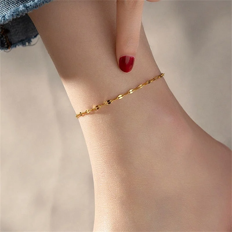 Necklaces and pendants with crescent moon designs for a celestial and mystical feel-Stainless Steel Fish Lips Chain Anklet | Stainless Steel Barefoot